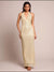 Vestido Largo Fiesta Lentejuelas Espalda Descubierta Kica Dorado Lentejuelas M