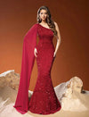 Vestidos Largo De Fiesta Lentejuelas Brillante Sirena Kica Bordó Lentejuelas L