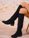 Botas Caño Alto Medio Gamuza Taco Bajo Kica Negro Gamuza 36.5 Eu