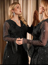 Vestido De Fiesta Noche Brilloso Elegante Kica Negro Gasa Brilloso 2xl