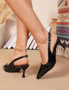 Zapato Stiletto Charol Brilloso Punta Fina Taco Medio Kica Negro Charol 38 Eu