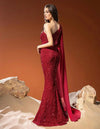 Vestidos Largo De Fiesta Lentejuelas Brillante Sirena Kica Bordó Lentejuelas L