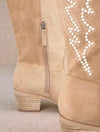 Bota Texana Camel Bordada Media Caña Kica