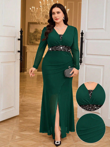 Vestido Largo De Fiesta Gasa Con Bordado Kica
