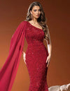 Vestidos Largo De Fiesta Lentejuelas Brillante Sirena Kica Bordó Lentejuelas L