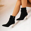 Botineta Bota Corta Taco Dorado Gamuza Kica Negro Gamuza 36.5 Eu