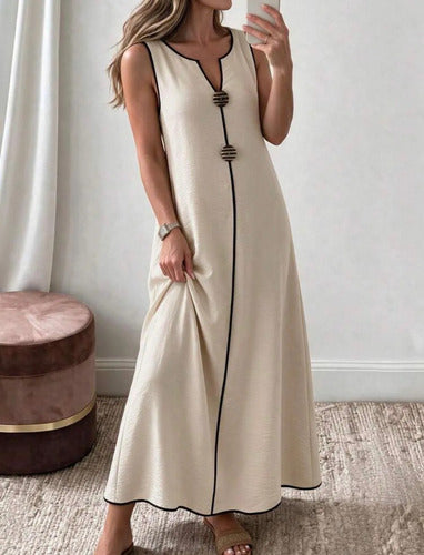 Vestido Largo Lino Verano Casual Elegante Elisa