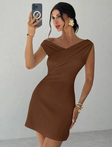 Vestido Corto Noche Fiesta Escote Hombros Caídos Elisa
