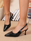 Zapato Stiletto Charol Brilloso Punta Fina Taco Medio Kica Negro Charol 38 Eu