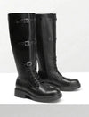 Botas Caño Alto Biker Eco Cuero Hebillas Y Cierre Kica