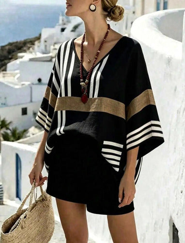 Blusa Talle Grandes Comoda Suelta Elegante Elisa Negra Seda Fría 2xl