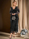 Vestido De Fiesta Noche Brilloso Elegante Kica Negro Gasa Brilloso 2xl