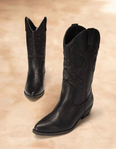 Botas Texanas Tacon Negras