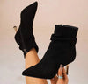 Botineta Bota Corta Taco Dorado Gamuza Kica Negro Gamuza 36.5 Eu