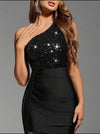 Vestido Largo De Fiesta Lentejuela Y Raso Kica Negro Lentejuelas/raso L