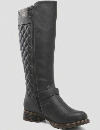 Botas Biker Eco Cuero Caño Alto Puño Hebillas CierreKica