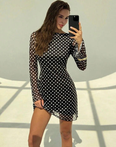 Vestidos Corto De Fiesta Manga Larga Gasa Kica