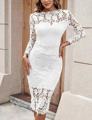 Vestido Encaje Blanco Boda Civil Kica