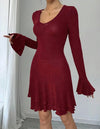 Vestido Fiesta Volados Brilloso Kica Bordó Fibrana L