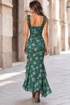 Vestido Largo Floral Volados Y Tajo Elisa