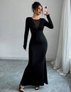 Vestido Largo Fiesta Escote Negro Ajustado Kica