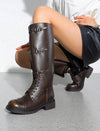 Botas Caño Alto Biker Eco Cuero Hebillas Y Cierre Kica