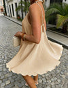 Vestido Corto Solera Plisado Seda Elisa Champang Plisado Xl