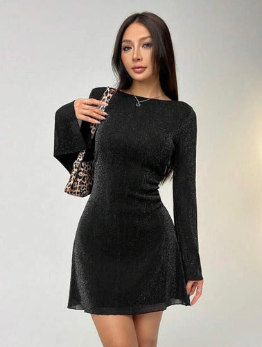 Vestidos Fiesta Corto Brillo Tenue Kica Negro Brillo Tenue S
