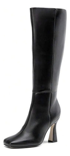 Botas Caña Alta Tacón Alto Kica Negro Ecocurro 39