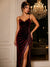 Vestido De Fiesta Largo Elegante Terciopelo Y Brillante Kica Bordó Terciopelo Brillante S