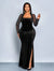 Vestido Largo De Fiesta Terciopelo Ajustado Negro Terciopelo 1xl