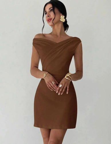 Vestido Corto Noche Fiesta Escote Hombros Caídos Elisa