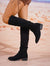 Botas Caño Alto Medio Gamuza Taco Bajo Kica Negro Gamuza 36.5 Eu