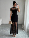 Vestido Fiesta Largo Transparencias Encaje Kica