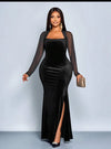 Vestido Largo De Fiesta Terciopelo Ajustado Negro Terciopelo 1xl