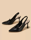 Zapatos Stiletto Punta Mocasin Taco TrompetaKica Negro Ecopiel 38 Eu
